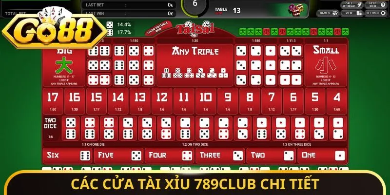 Các cửa Tài Xỉu 789CLUB chi tiết