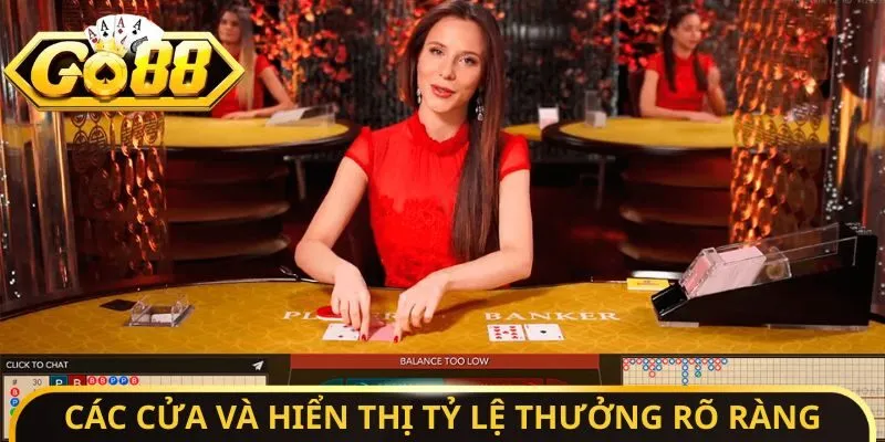 Các cửa và hiển thị tỷ lệ thưởng rõ ràng