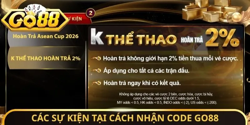 Các sự kiện tại cách nhận Code Go88
