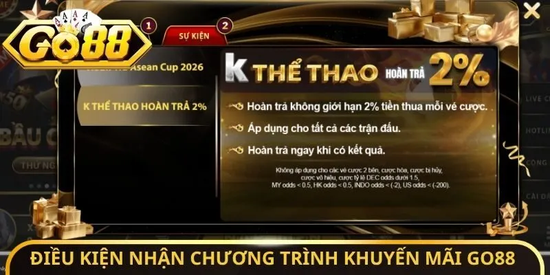 Điều kiện để nhận chương trình khuyến mãi Go88 năm 2026