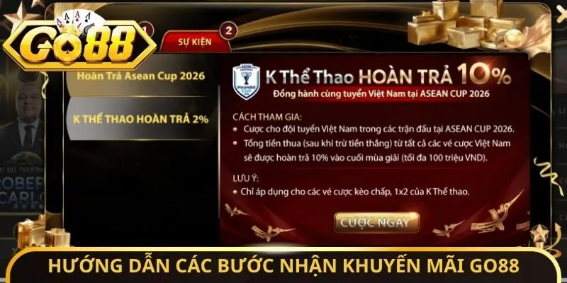Hướng dẫn các bước nhận khuyến mãi Go88 dễ dàng