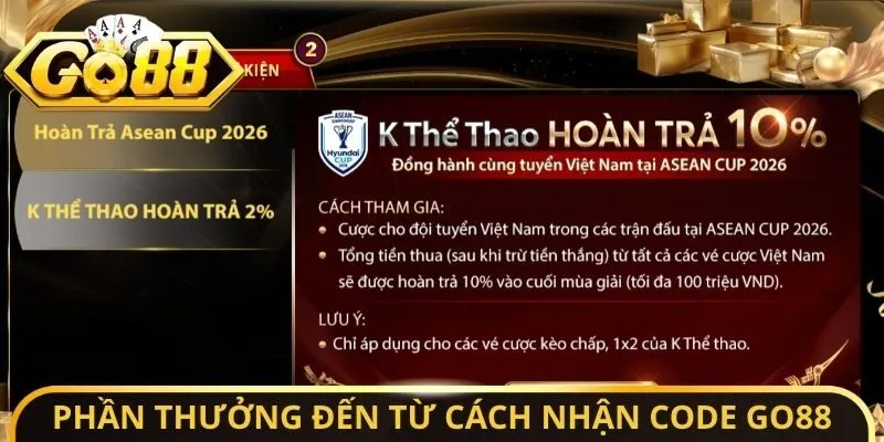 Phần thưởng đến từ cách nhận Code Go88